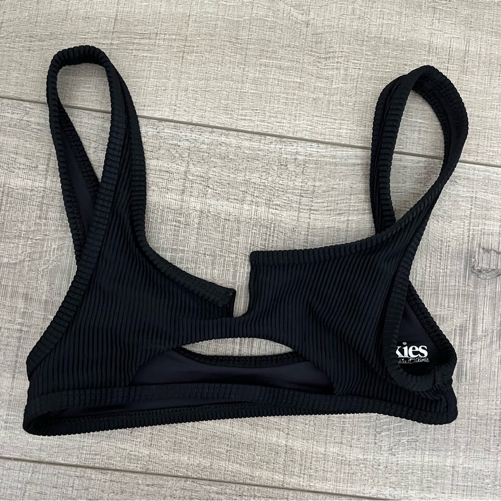 SOLD Frankie's Bikinis Cole Ribbed Scoop Cutout Bikini Top